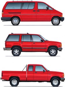 Profilbilder på röda Fordbilar.